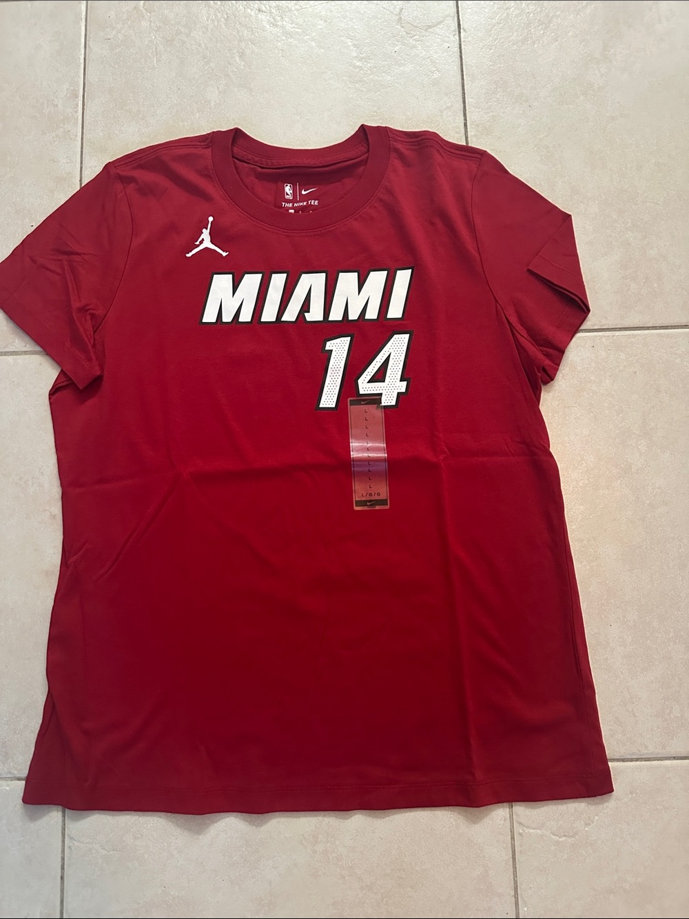 Ladies Nike Miami Heat #14 Tyler Herro Short Sleeve Shirt Large